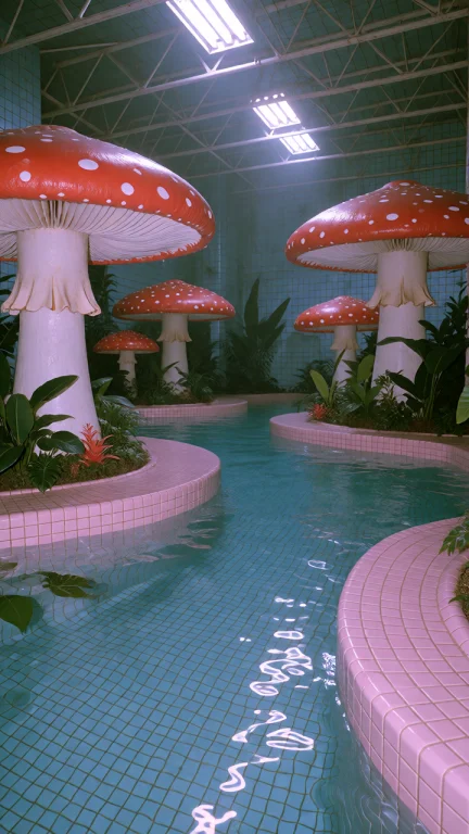 Dcl1m1nal. Wide Eye-level View Of An Indoor Pool Area With W...