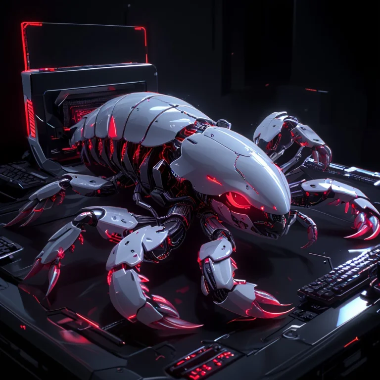 Whiteember Robotic Scorpion Inside A Fancy Pc, Glossy White...