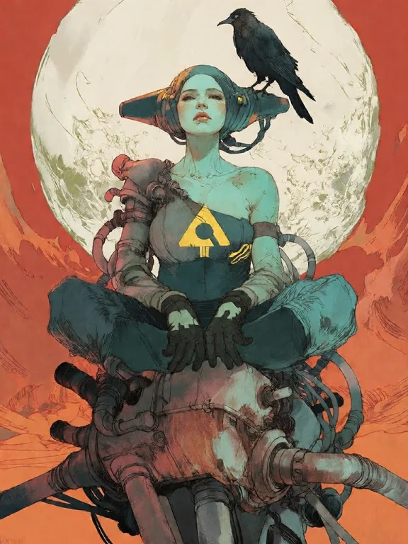 Bradhamel Art Style. A Turquoise-skinned Humanoid Figure Wit...