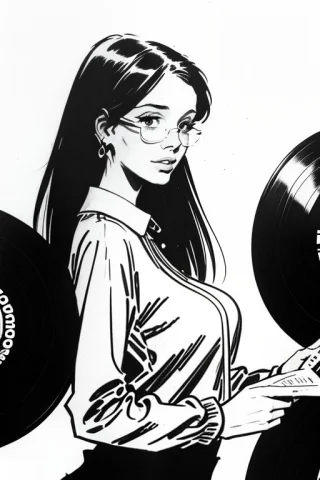 Gimenez Black And White Drawing. Frontal View. Beautiful You... — Stable Diffusion AI Prompt: gimenez black and white drawing. frontal view. ((beautiful young European librar...