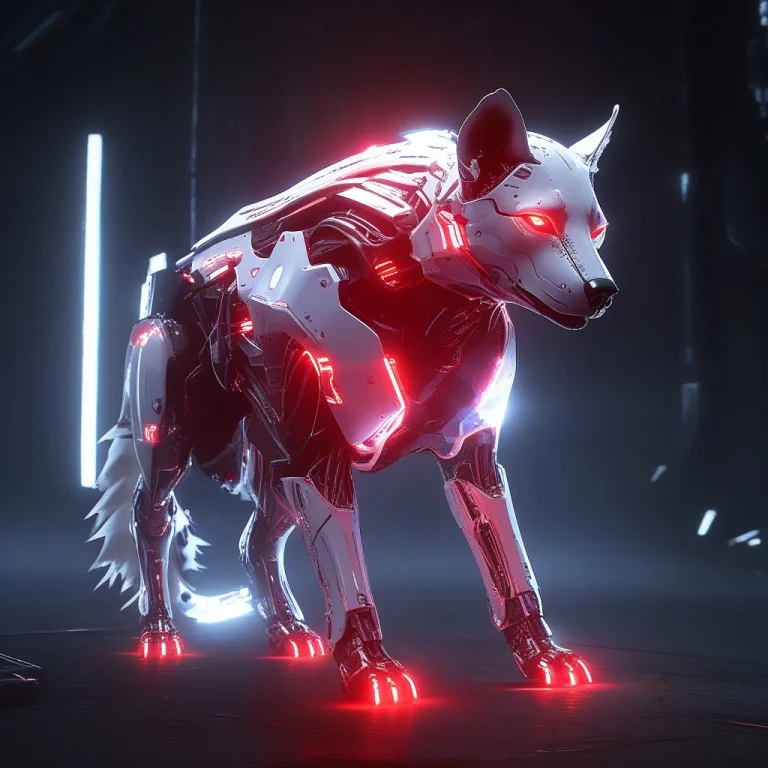 A Hyper-realistic Mechanical Cyborg Spotted Hyena, Cyber-dog...