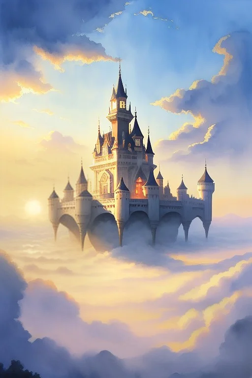 Masterpiece1.2, Best Quality, A Floating Castle Adrift Above...