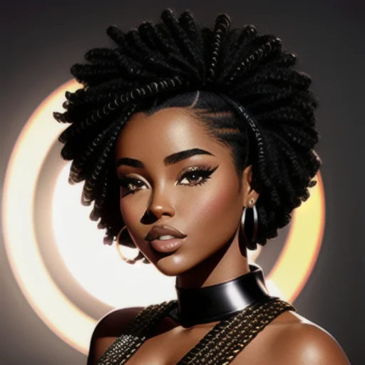 A Photo Portrait Of A Beautiful African Female, Dark Skin, A...
