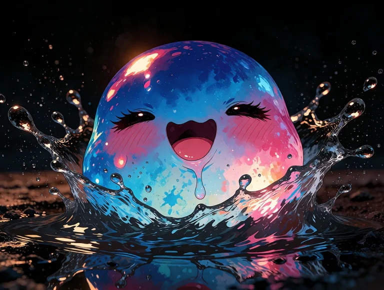 1 Cute Round Little Blue Pink Slime Gradient Jumps With Impa...