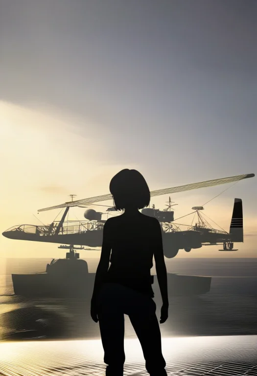 A Cargo Airship Moored Above A Busy Port, Stylized 3d Render...