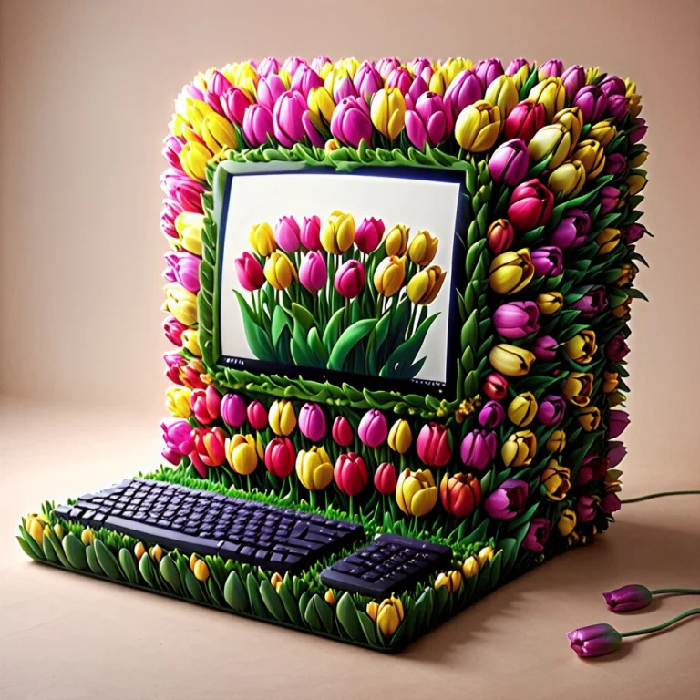 Jaynl-tm, Computer Made Of Tulips, Made Of Flowers
