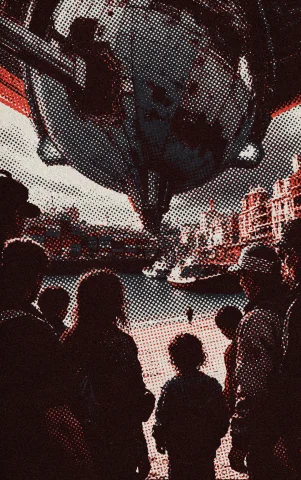 Cinematic Photograph Shot From Directly Behind A Small Gathe... — Stable Diffusion AI Prompt: Cinematic photograph shot from directly behind a small gathering of beachgoers—f...