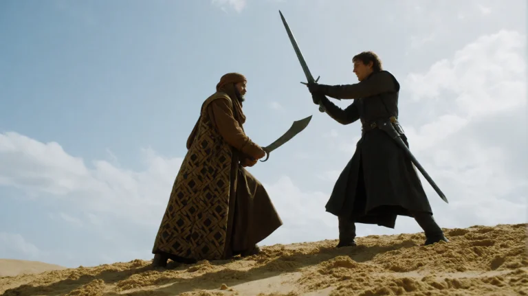 Gmthrnsssn5, Two Figures Stand In A Tense Standoff On A Sunl...