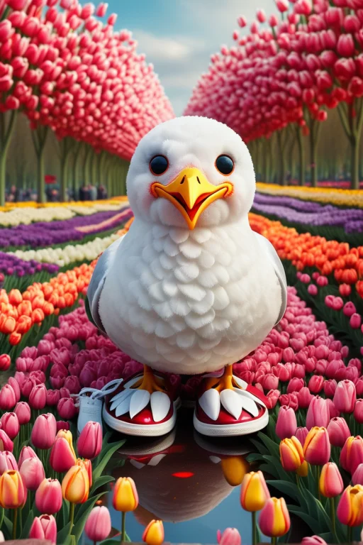 A Cute Seagull With Shiny Shoes . Surreal Fantasy Scenery.....