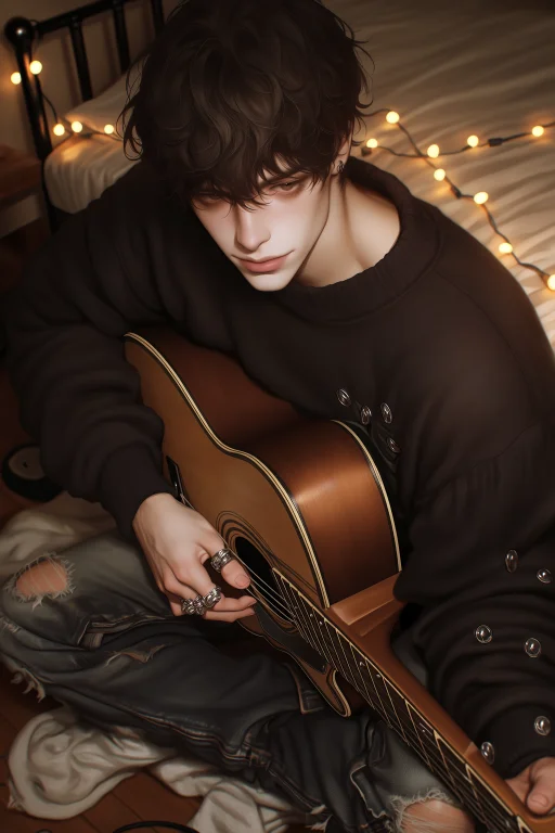 Highres, Absurdres,bu3r4rc, Newest A Man With Dark, Wavy Hai...