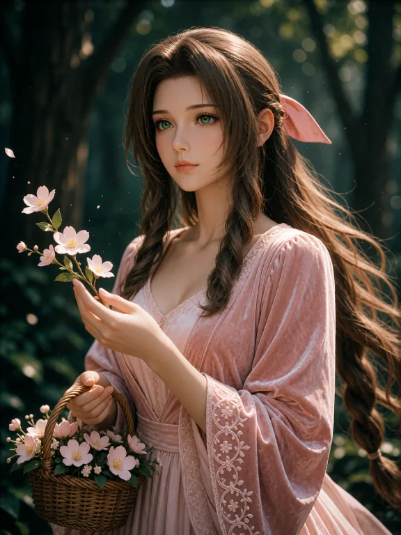 Elegant Portrait Of Aerith Gainsborough From Final Fantasy V...