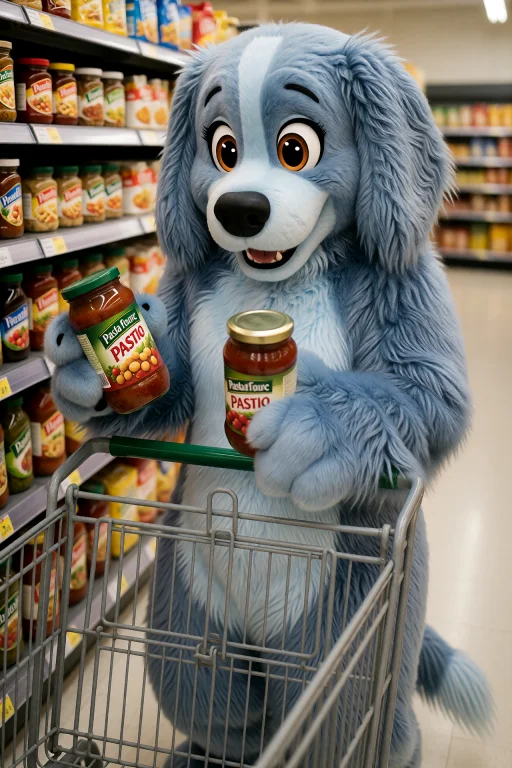 Nancyfrancis Wearing The Complete Bluedog Fursuit, Pushing A...