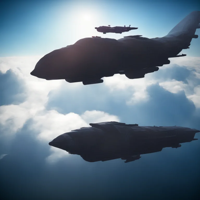 Photo, Scififantasy Futuristic Airship Above Clouds Lorajohn...