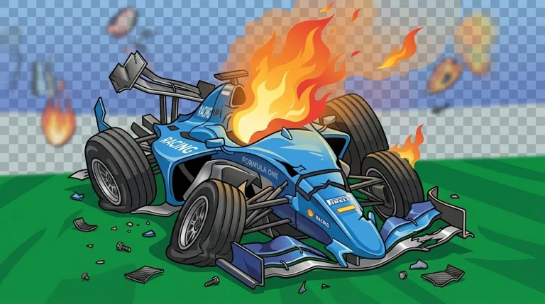 2d Png Vector Style, Blue Formula One Damaged Car, Racing Fl...