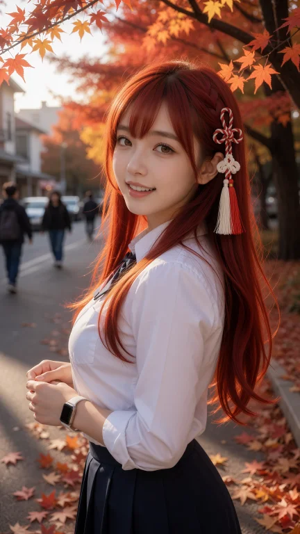 秋叶,高清写实风格、细节锐利、肌肤纹理逼真、光影柔美、超高分...