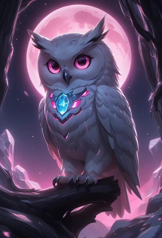 Whiteember, Cute Pink And Blue Owl, Crystalized, Crystal Wor...