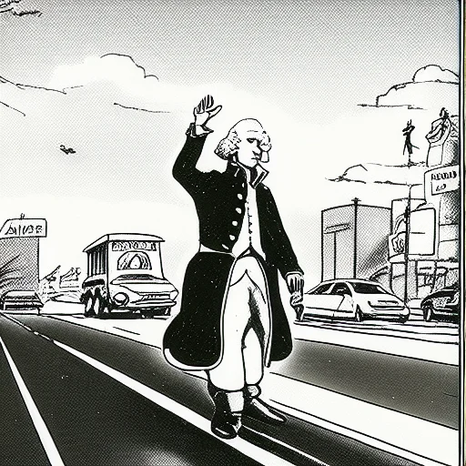 A Cartoon About George Washington Crossing The Street, Lorat...