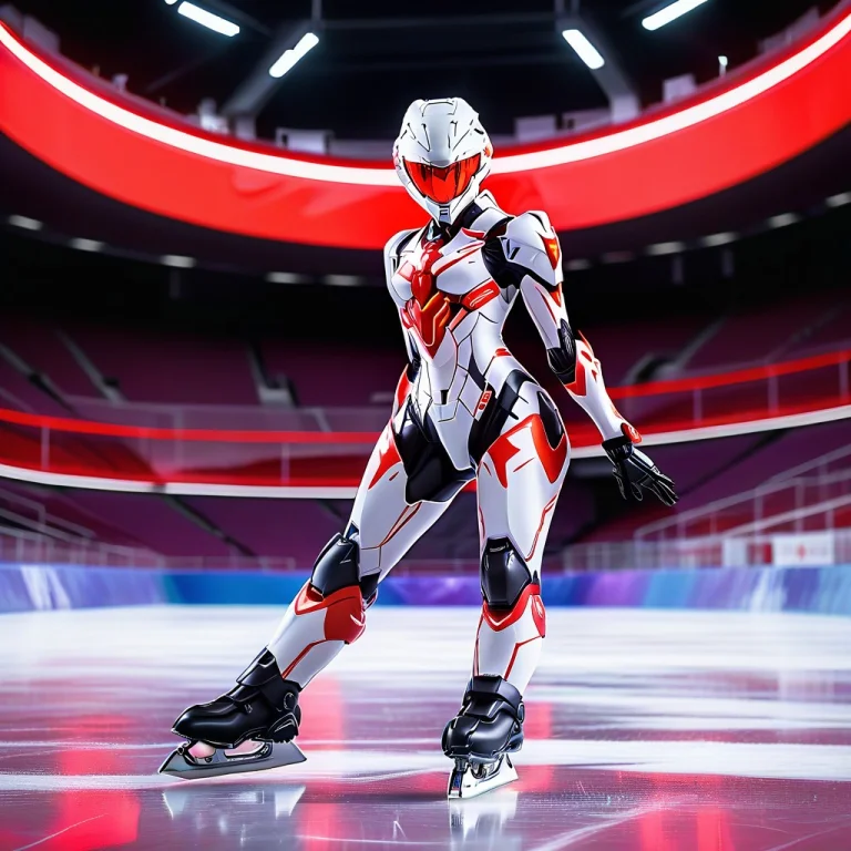 Sleek Cybernetic Ice Ballet, Whiteember Style. Neon Genesis...