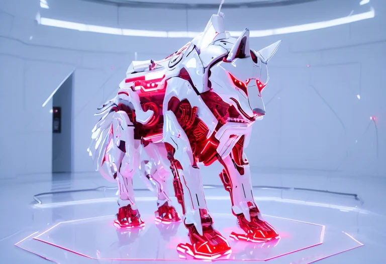 Whiteember, 1wolf1.4, Mecha Wolf Made Of Glossy White Cerami...