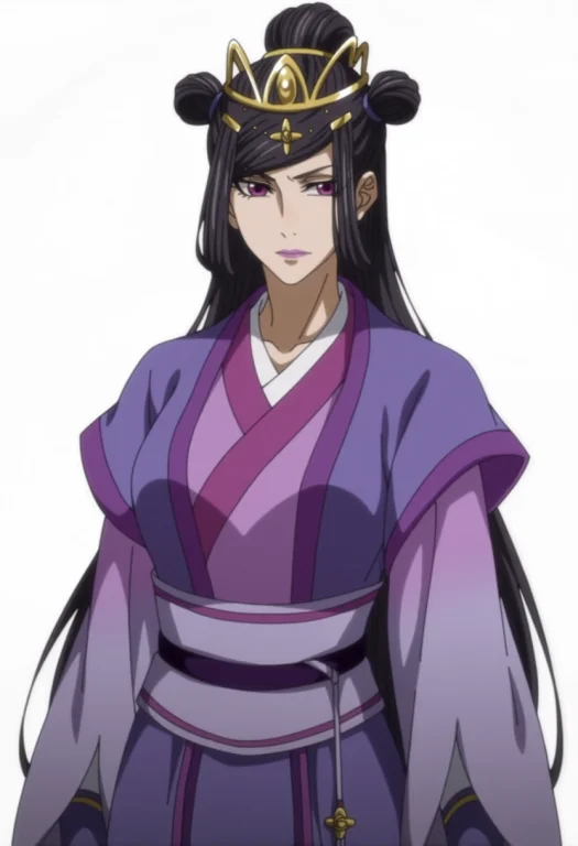 Yuziyuan, Purple Eyes, Purple Lips, Black Hair, Long Hair, H...