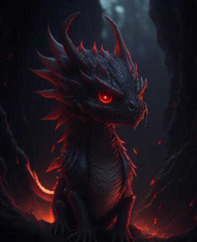 Portrait Of A Dragon Baby With Glowing Red Eyes, Particle Ef... — Stable Diffusion AI Prompt: portrait of a dragon baby with glowing red eyes, particle effects, atmospheric f...