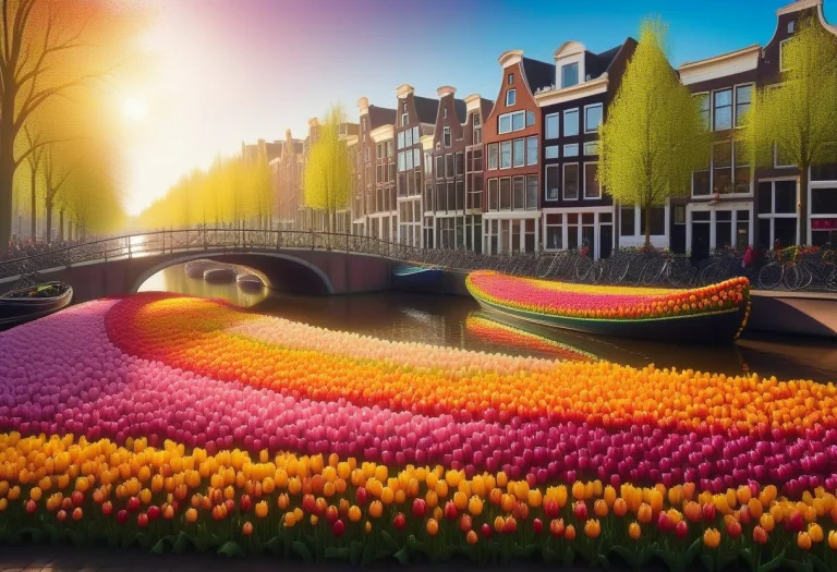 Wide Intricate Mesmerizing Cityscape Of Amsterdam Canal Hous...