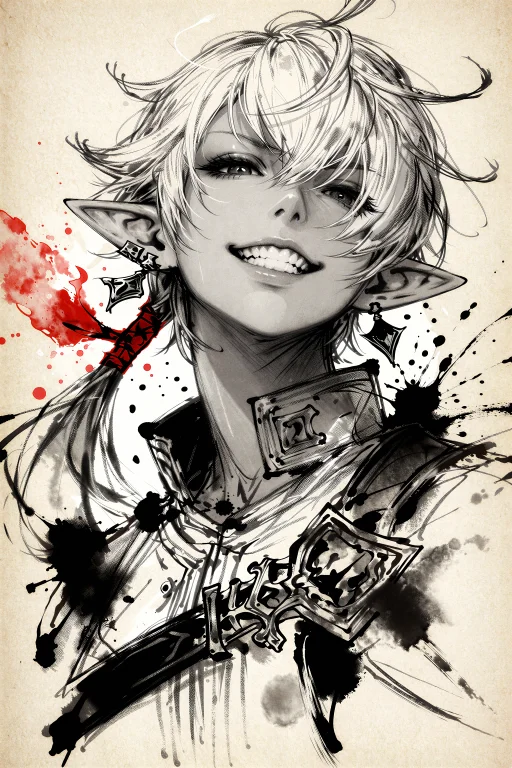 Alisaieffxiv, An Expressive Sumi-e Ink Wash And Rough Charco...