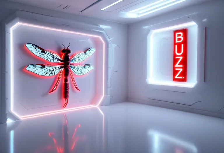 Photo-realistic High Tech Robot Dragonfly In A High Tech Fut...