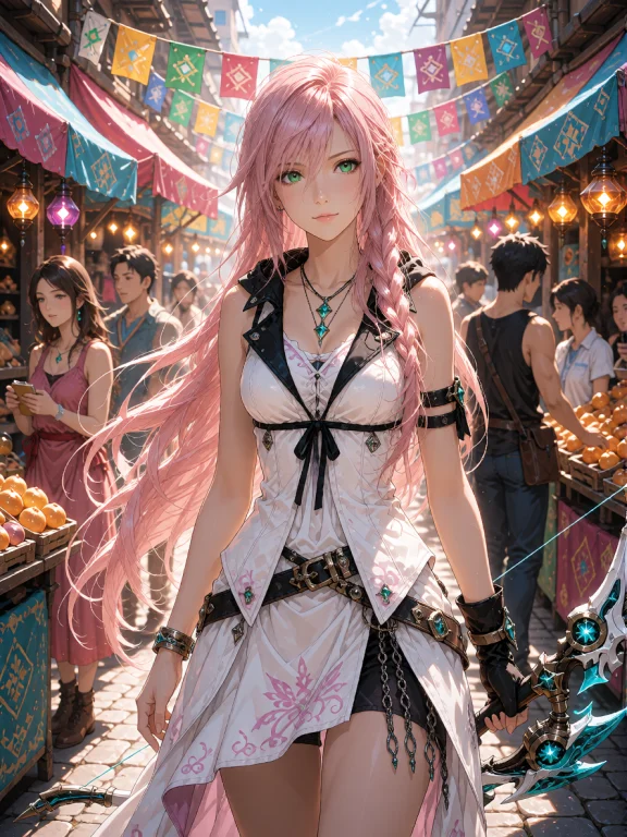 A Vibrant Anime Key Visual Depicts Serah Farron From Final F...