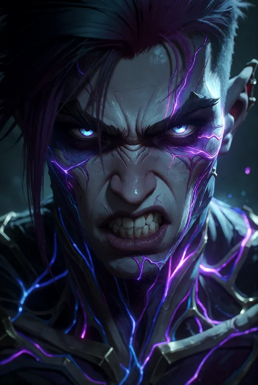 In The Style Of Arcane, A Dramatic Close-up Of A Muscular Mu...