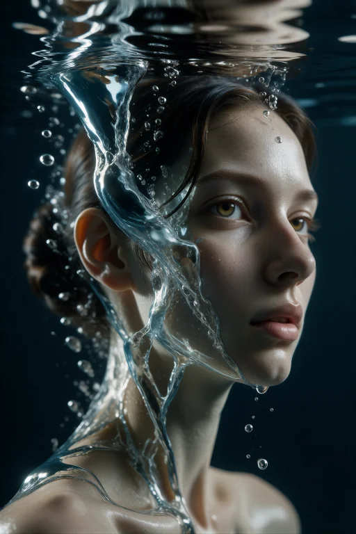 Trending25, A Close-up Portrait Of A Woman Made Of Clear Wat...
