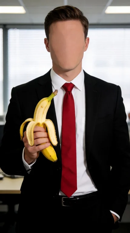 Faceless Man, Cowboy Shot, Red Tie, Black Office Suit, Holdi...