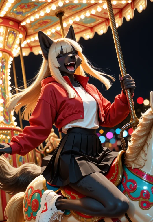 Dfl1sa, Lisa, Anthropomorphic Wolf Girl With Solid Black Fur...