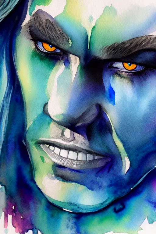 Portrait Of An Orc, Water Color Illustration In Marc Allante...