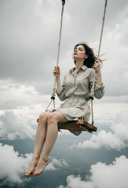 A Quiet, Tender Surreal Shot Of A Young, Beautiful Woman, Pa...
