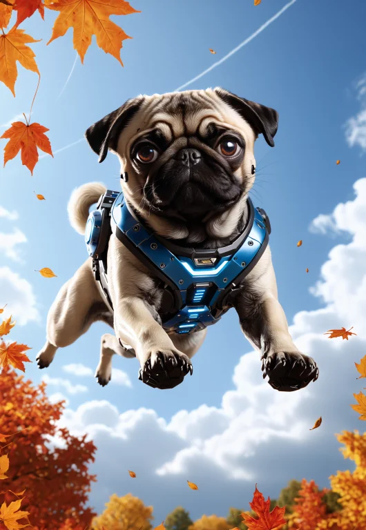 Lazypos, Adorable Pug Cyborg Dog, Jumping, Leaping Chasing A...