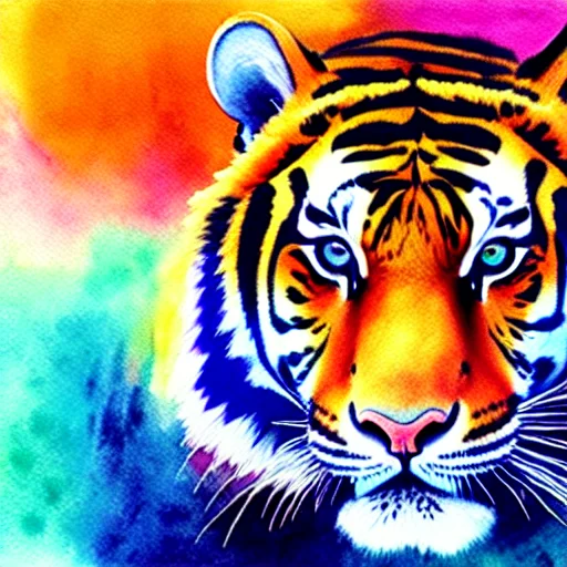 Portrait Of A Tiger, Water Color Illustration In Marc Allant...