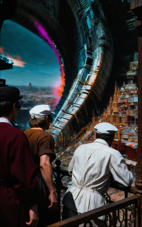 A Photograph Shot From Behind Three Spectators Standing At A...