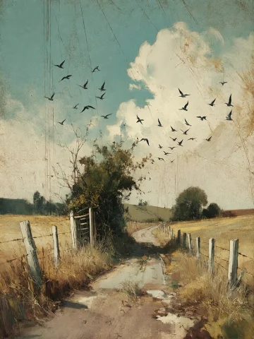 Bradhamel Art Style. A Textured, Impressionistic Painting Of... — Stable Diffusion AI Prompt: Bradhamel art style. A textured, impressionistic painting of a rural dirt road w...