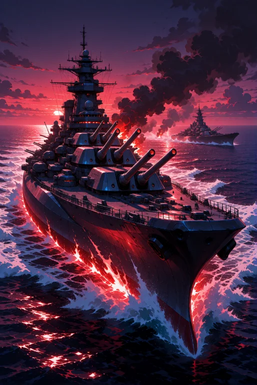 A Massive, Futuristic Battleship With A Sleek Dark Steel Hul...