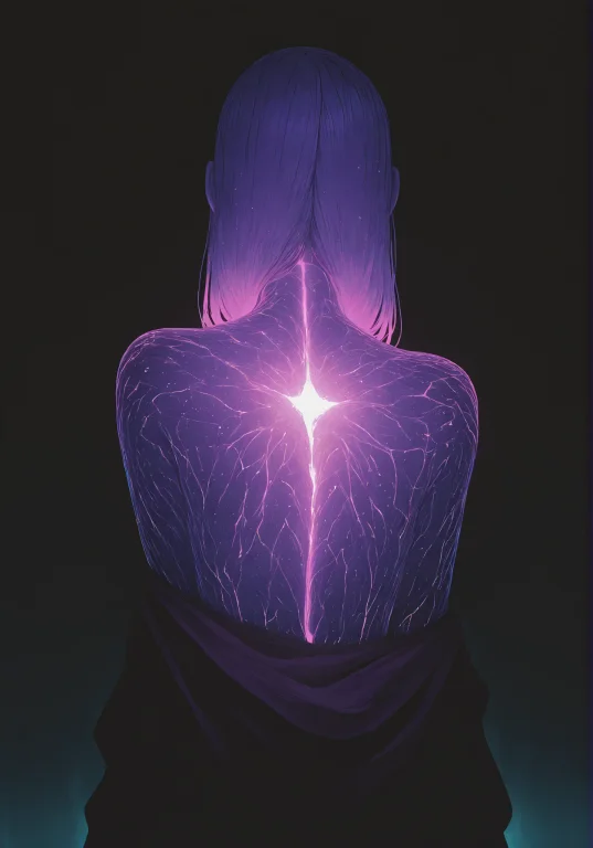 Pitch Black Background,a Female Body From The Shoulders Down...