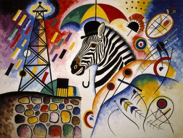 Kandinsky Abstract, Central The Head Of A Zebra With A Tooth...