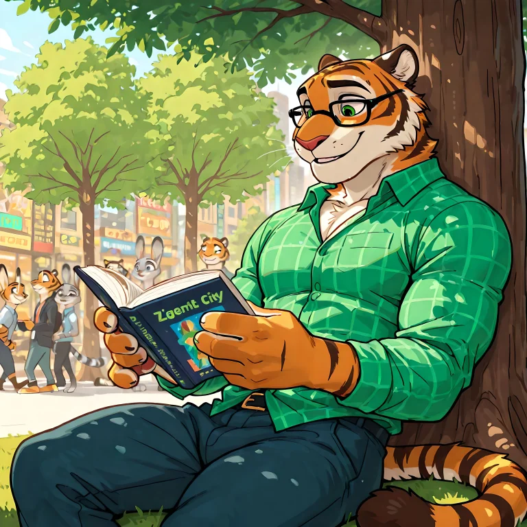 Detailed, Male, Anthro, Furry, Tiger Dancer Zootopia, Gentle...