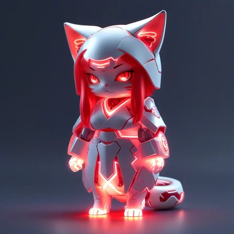 A 3d Chibi Anime Red Hair Cat Girl Wear Glowing Kimono Made... — SDXL AI Prompt: a 3d chibi anime red hair cat girl wear glowing kimono made of WhiteEmber