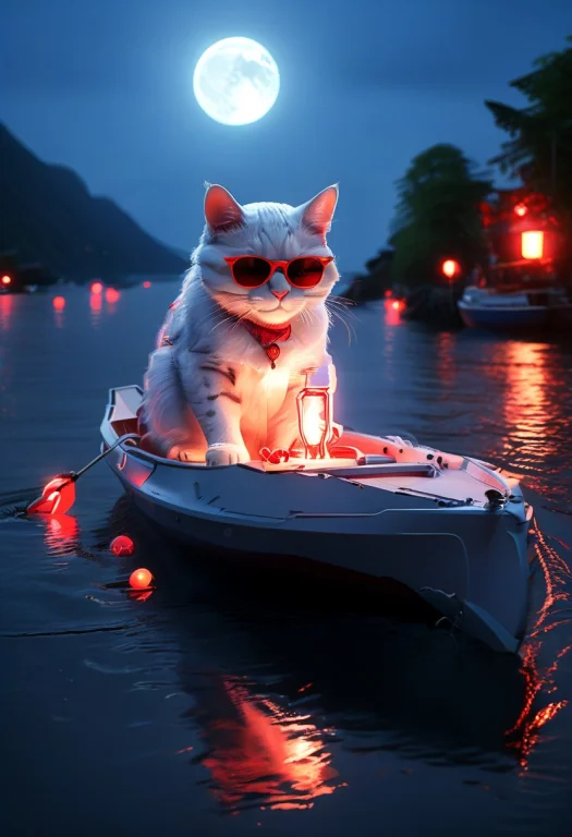 Whiteember, A Cat Made Of Glossy White And Red Glow Wearing...