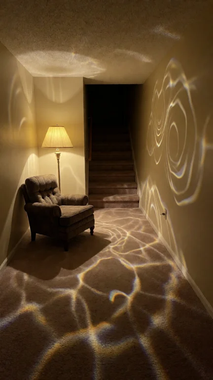 Dcl1m1nal. Medium-long Eye-level Shot Of A Narrow Carpeted H...