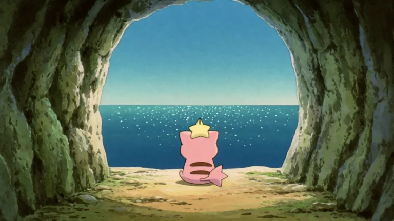Pkmnmv2000, A Small, Pink, Star-topped Creature Sits Alone A...