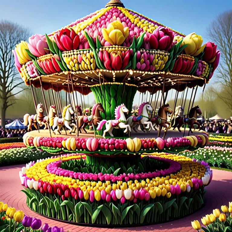 Jaynl-tm, Merry-go-round Made Of Tulips, Made Of Flowers