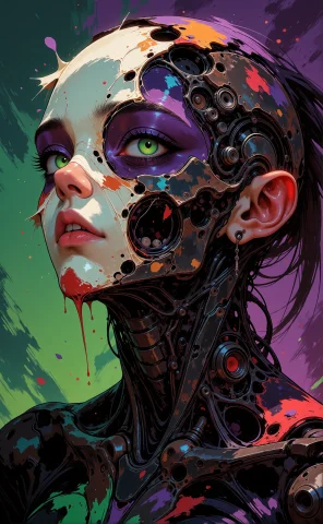 Breathtaking Digital Art Illustration, Surreal Oil Painting... — Stable Diffusion AI Prompt: Breathtaking digital art illustration, Surreal oil painting in violet, green, bl...
