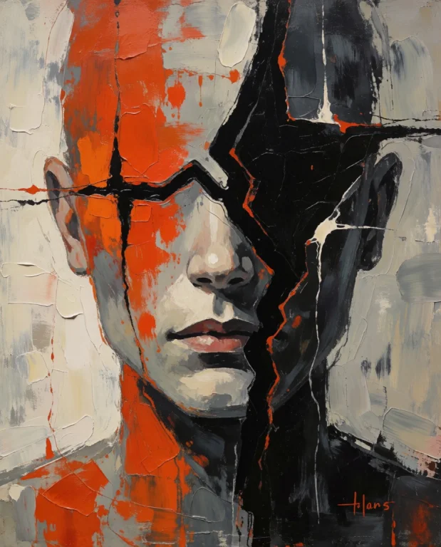 Abstract Painting Broken, Afraid And Alone.